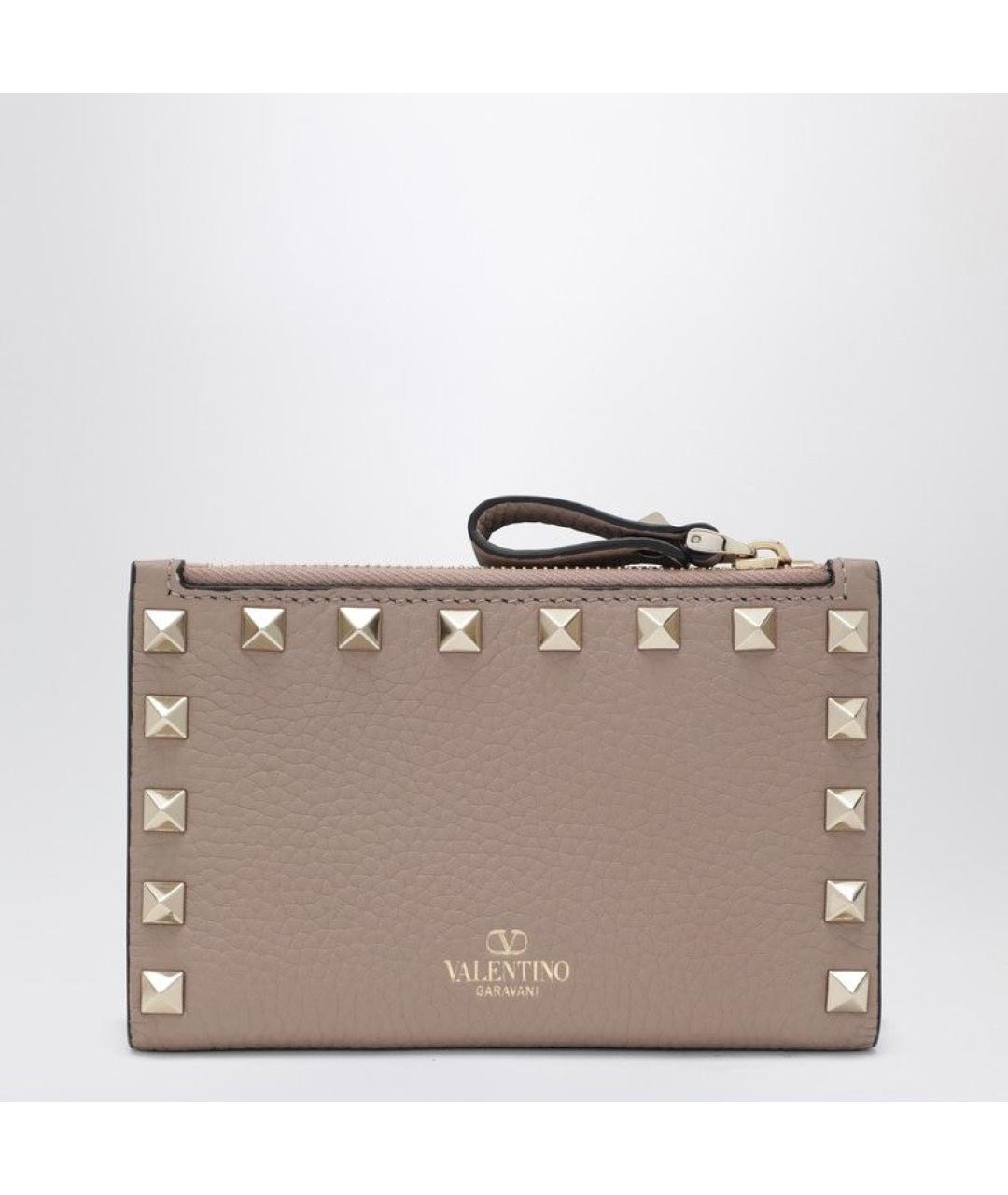 VALENTINO Бежевый кожаный кардхолдер, фото 3