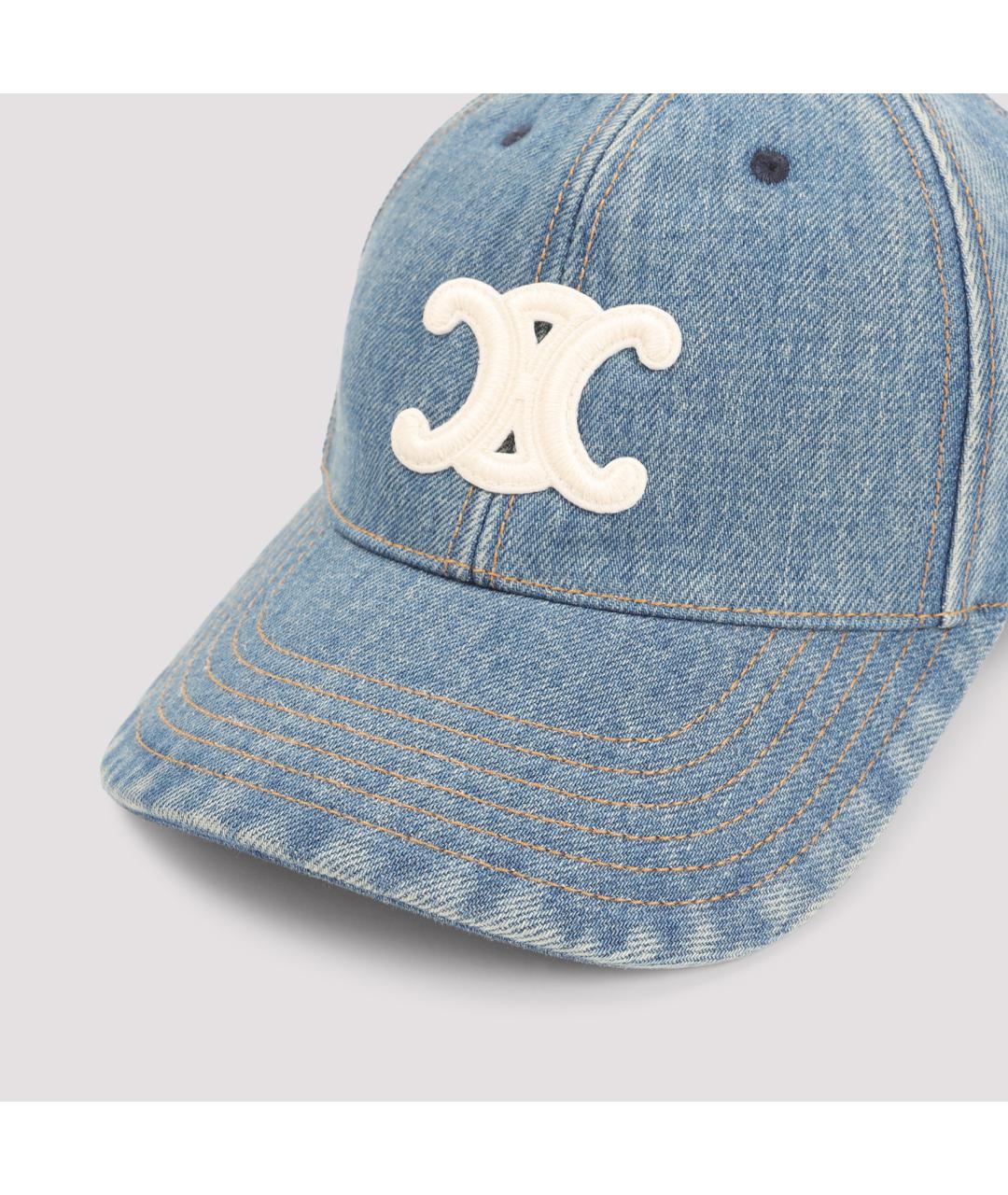 CELINE Голубая хлопковая кепка/бейсболка, фото 3
