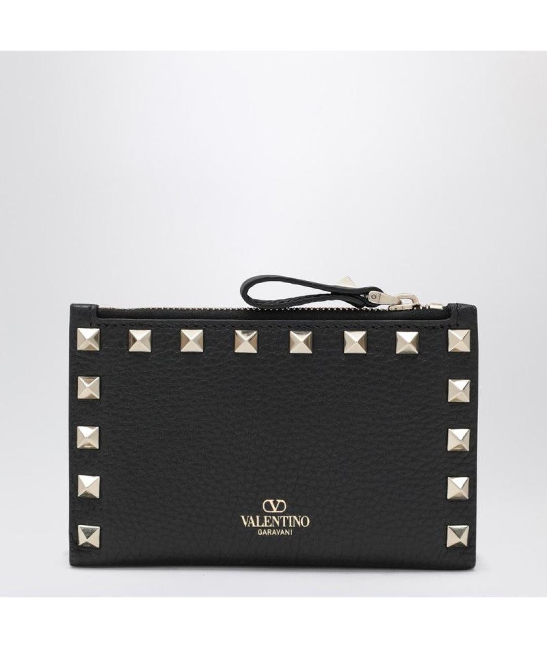 VALENTINO Черный кожаный кардхолдер, фото 3