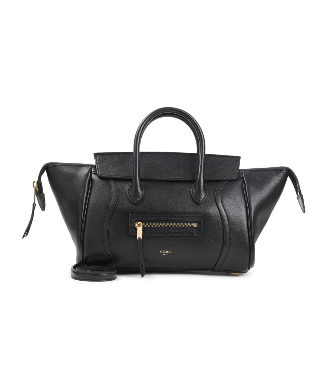 CELINE Черная кожаная сумка с короткими ручками, фото 1