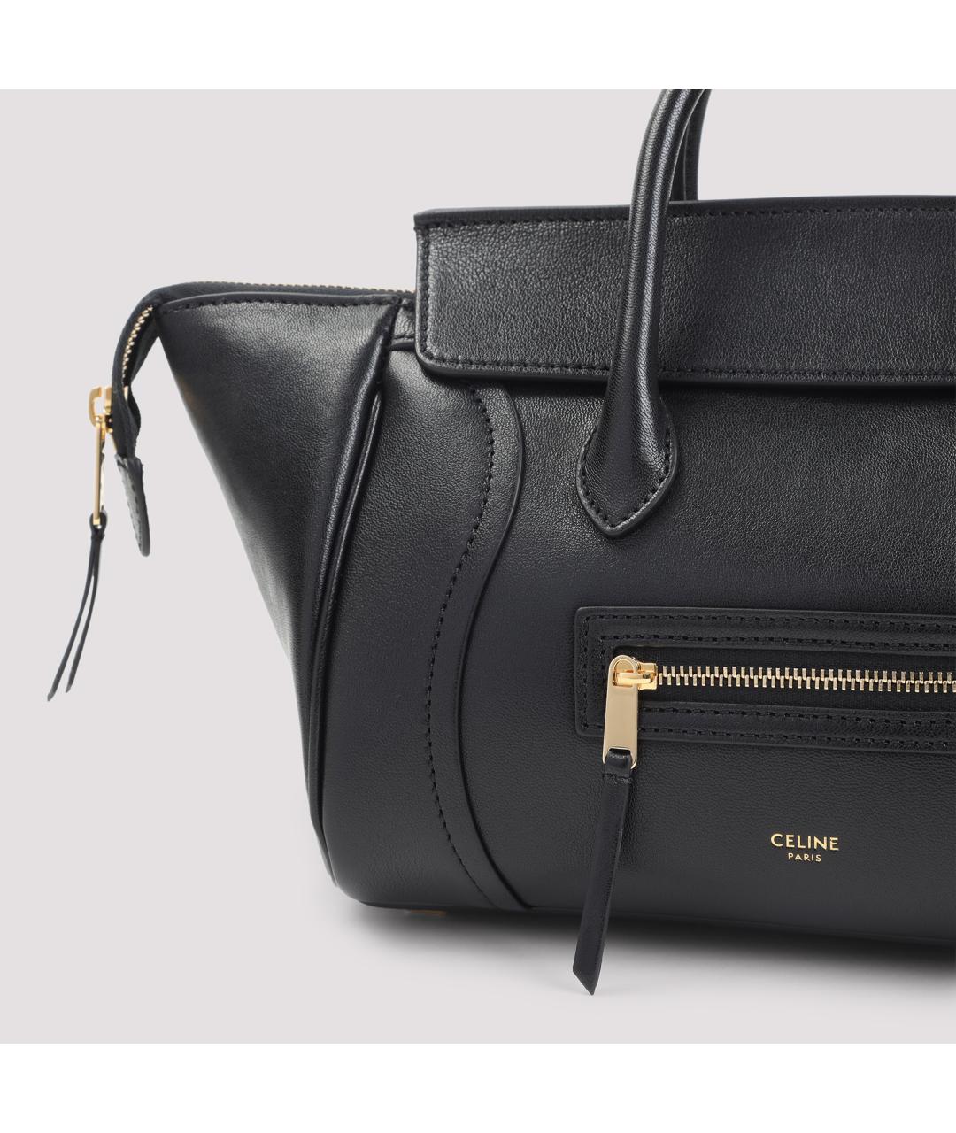 CELINE Черная кожаная сумка с короткими ручками, фото 3