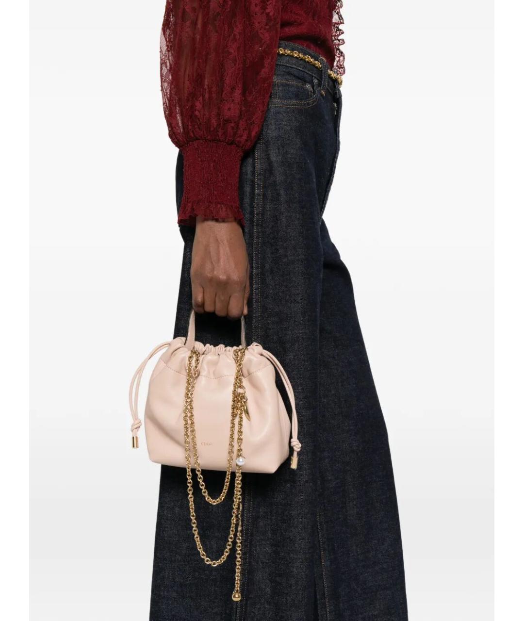 CHLOE Бежевая кожаная сумка с короткими ручками, фото 4