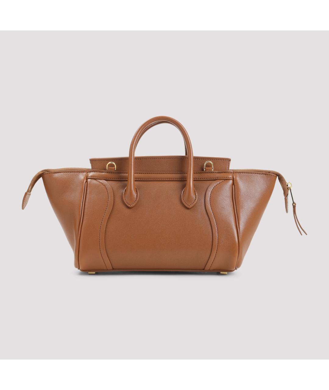 CELINE Коричневая кожаная сумка с короткими ручками, фото 2