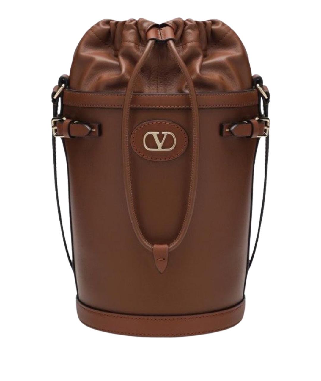 VALENTINO Коричневая кожаная сумка через плечо, фото 1