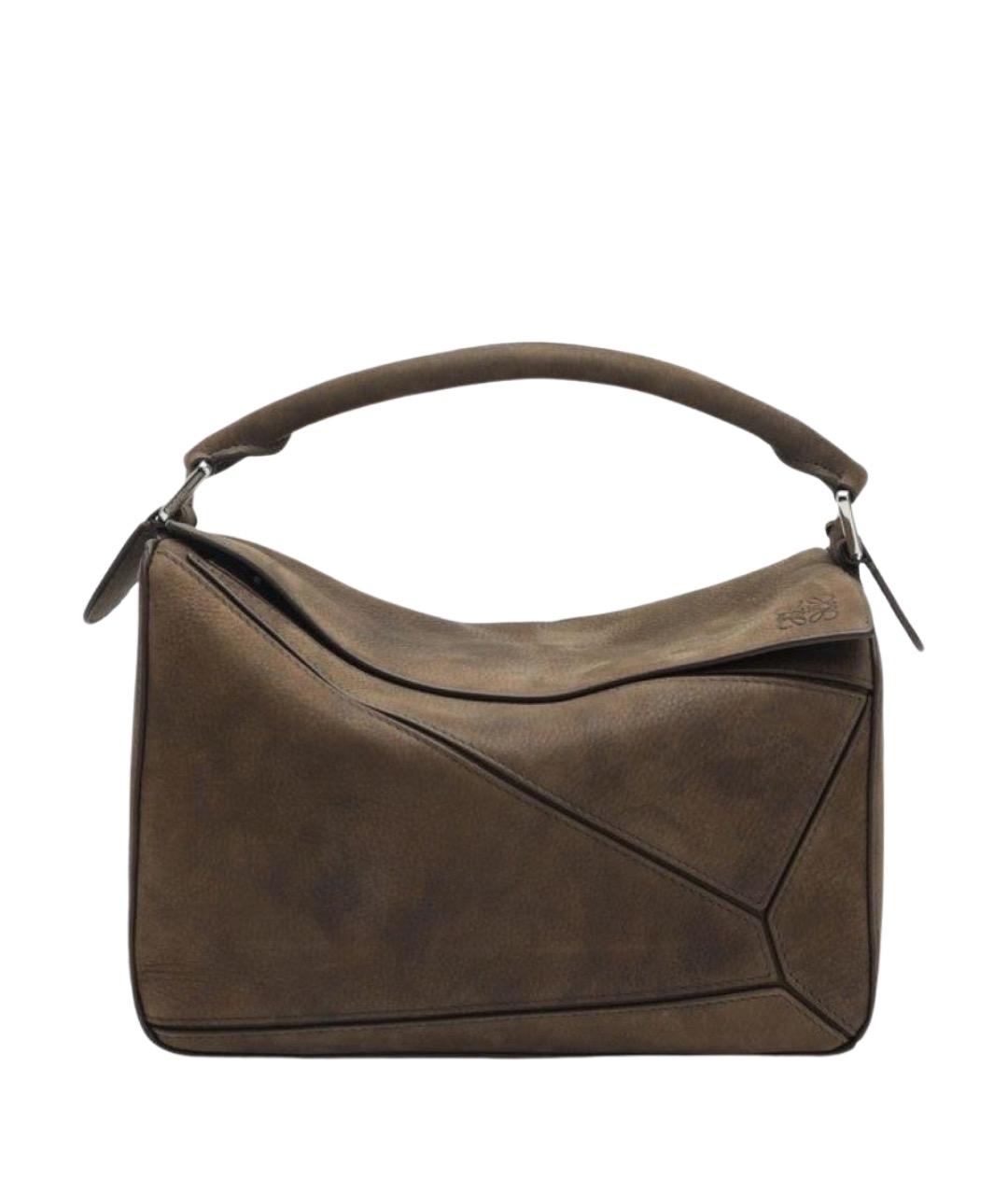 LOEWE Зеленая кожаная сумка с короткими ручками, фото 1