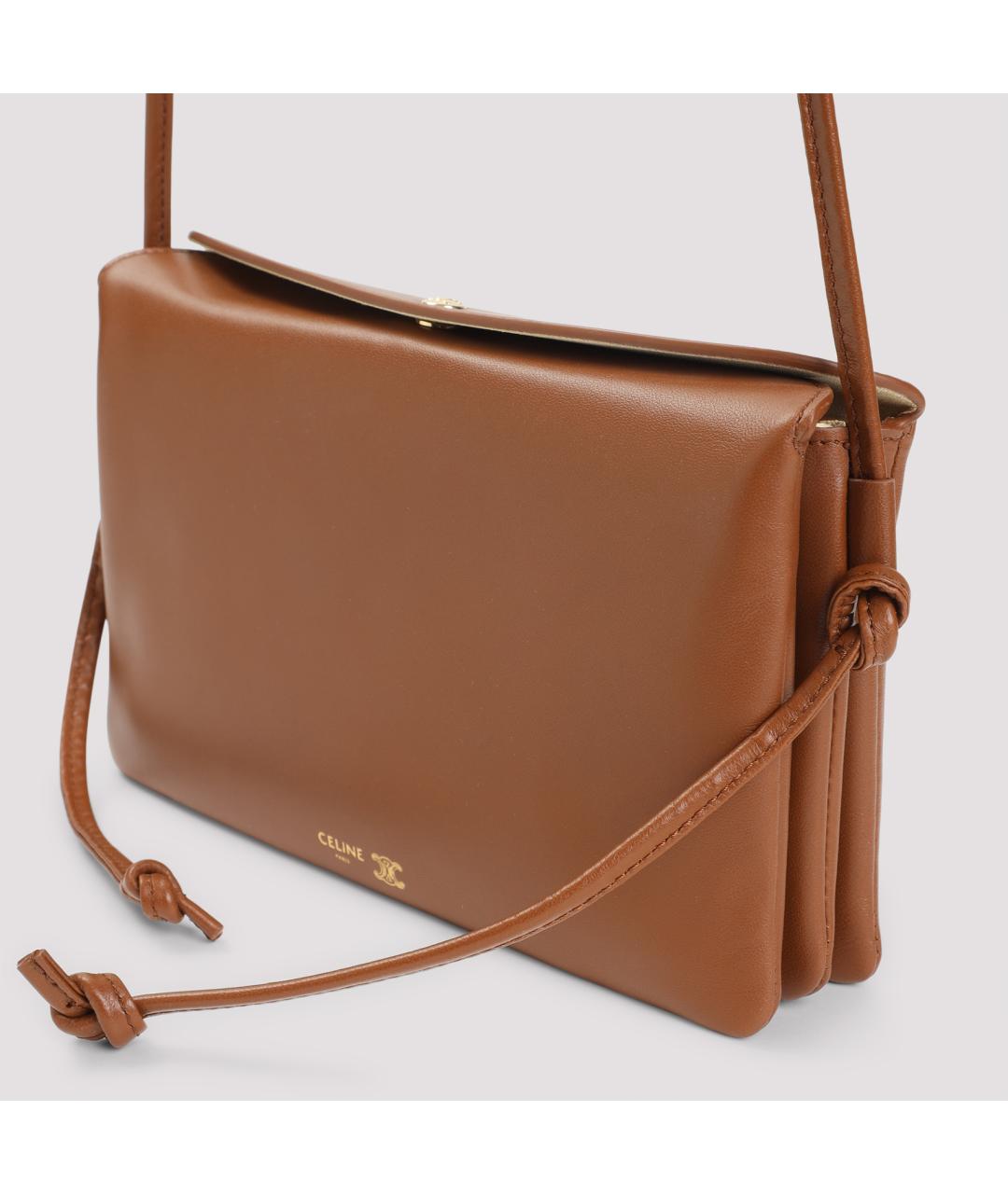 CELINE Коричневая кожаная сумка через плечо, фото 3