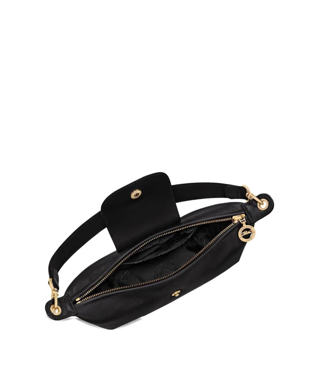 LONGCHAMP Черная кожаная сумка через плечо, фото 5