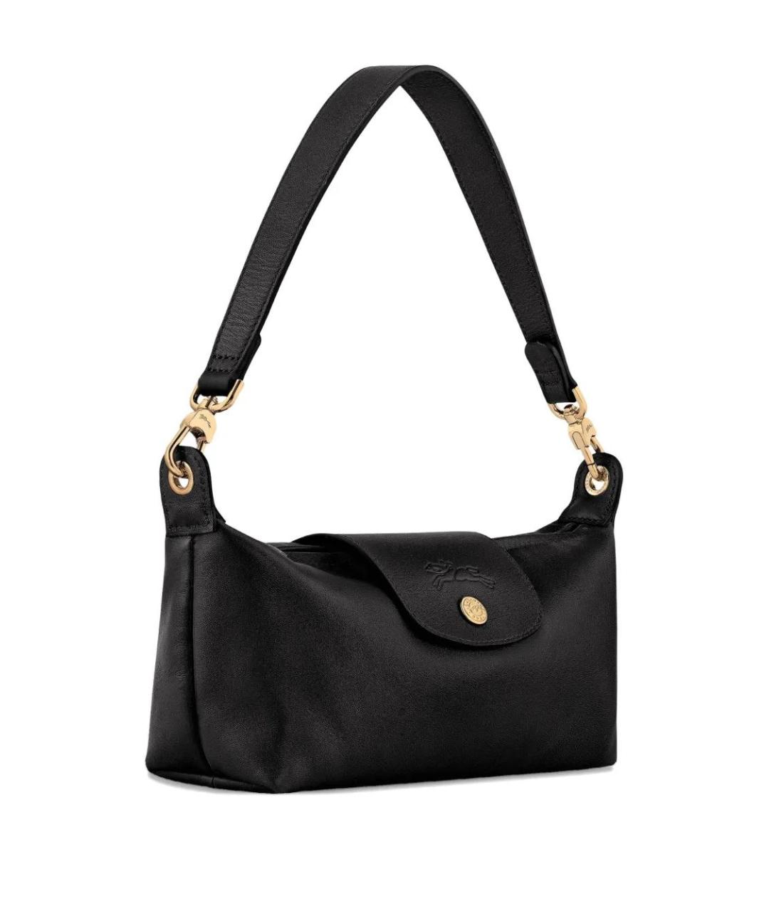 LONGCHAMP Черная кожаная сумка через плечо, фото 3