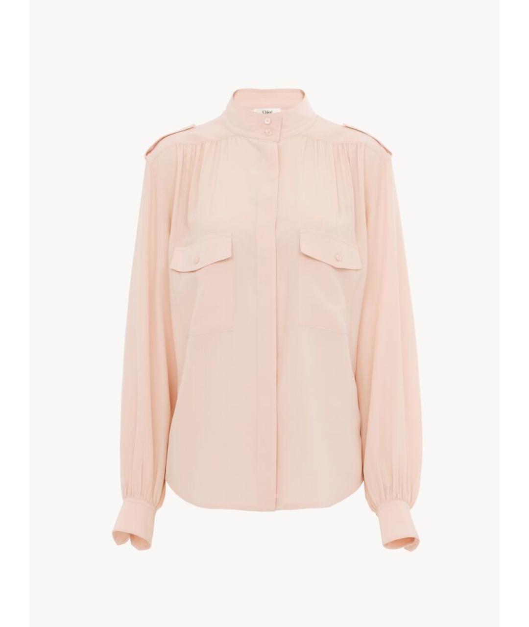 CHLOE Розовая шелковая рубашка, фото 5