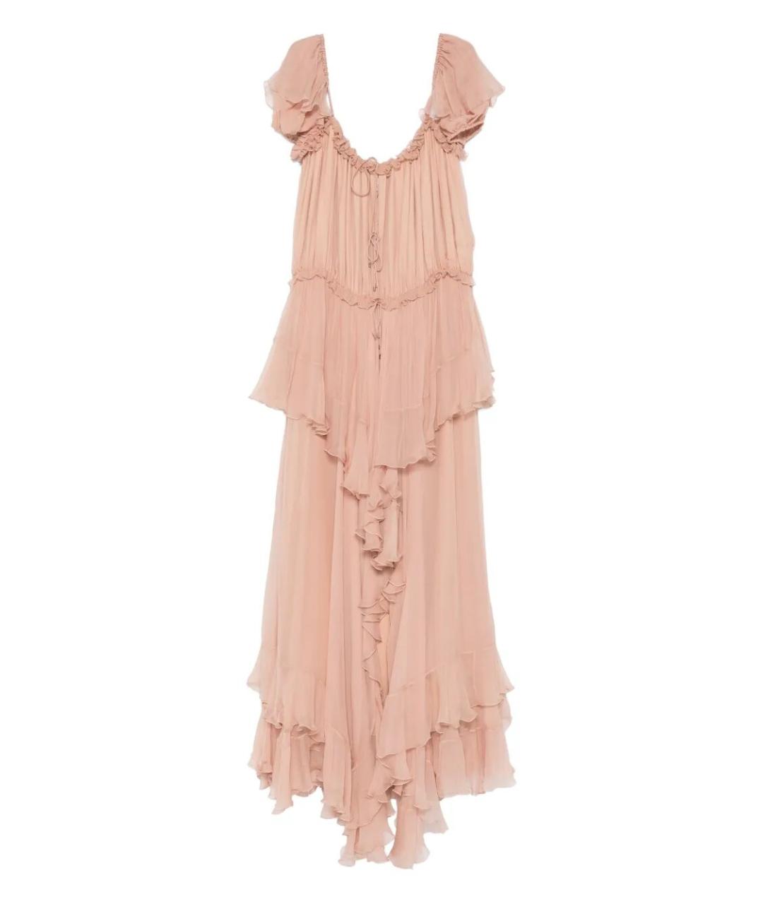 CHLOE Розовое шелковое повседневное платье, фото 1