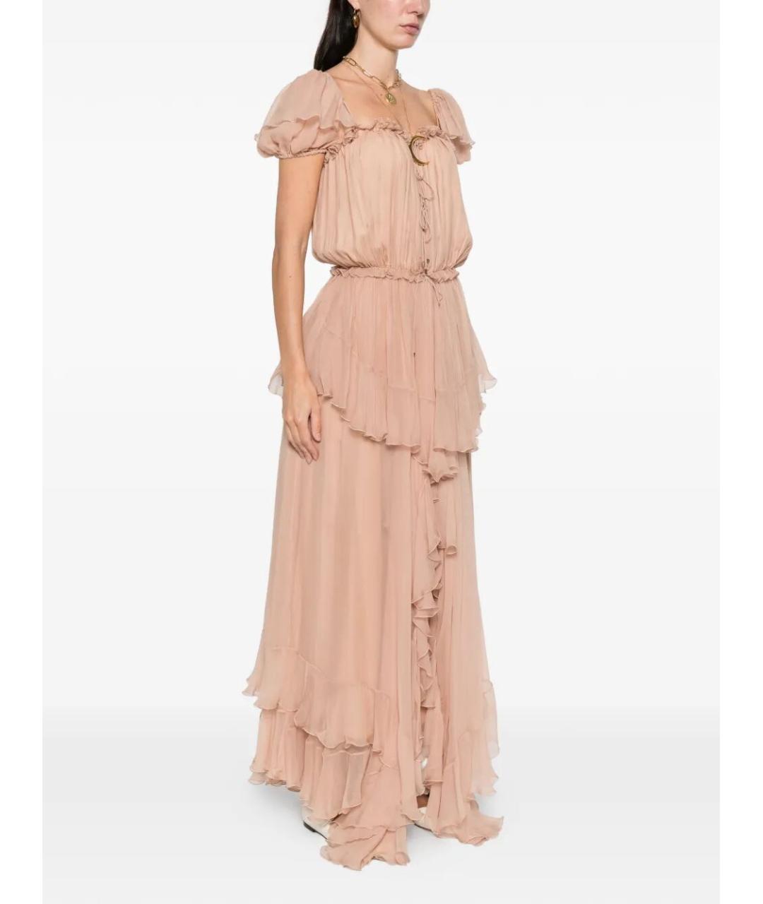 CHLOE Розовое шелковое повседневное платье, фото 2