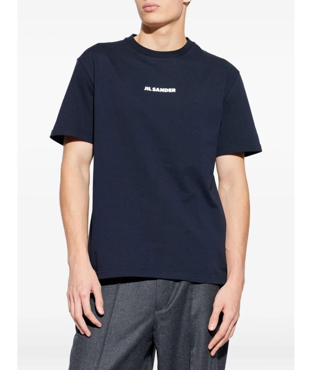 JIL SANDER Синяя хлопковая футболка, фото 4