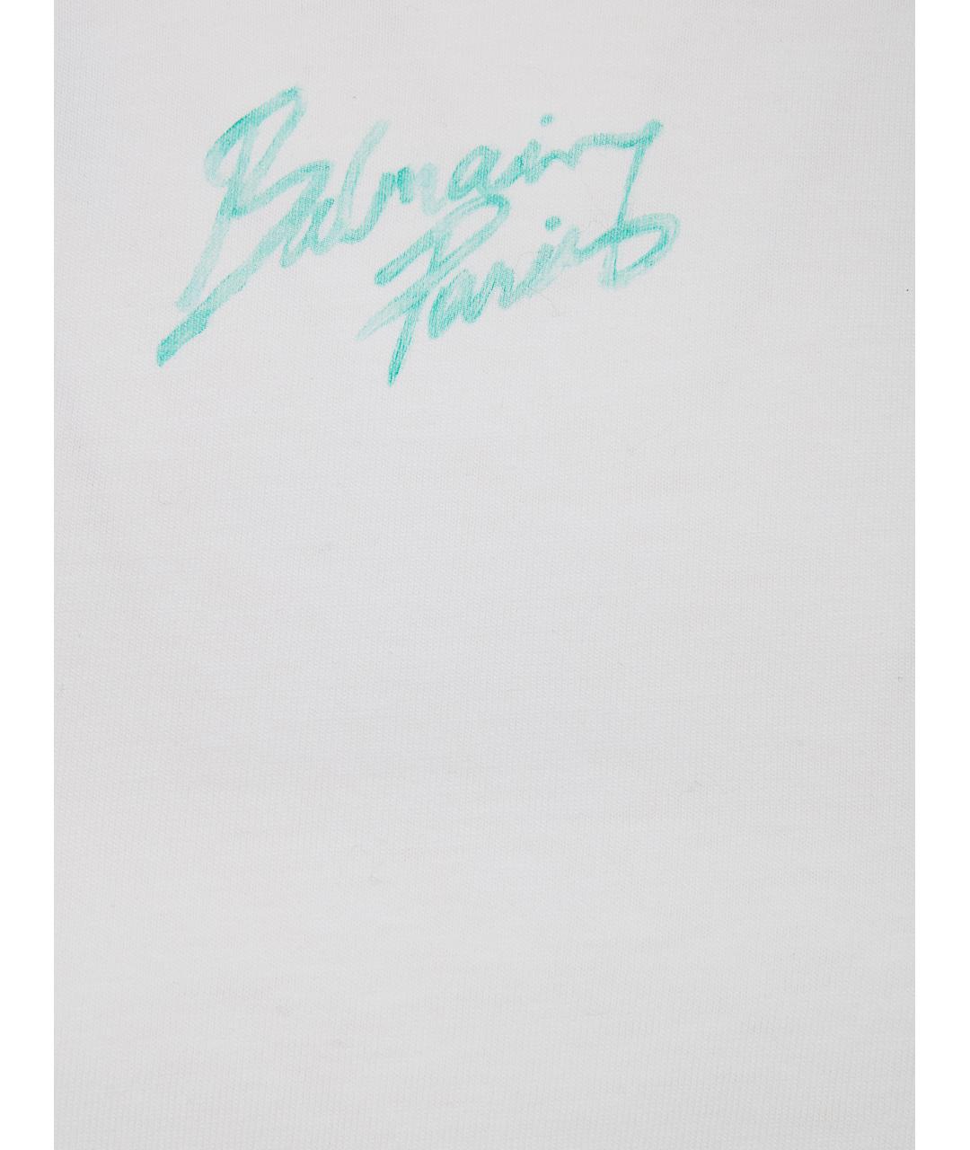 BALMAIN Белая хлопковая футболка, фото 3