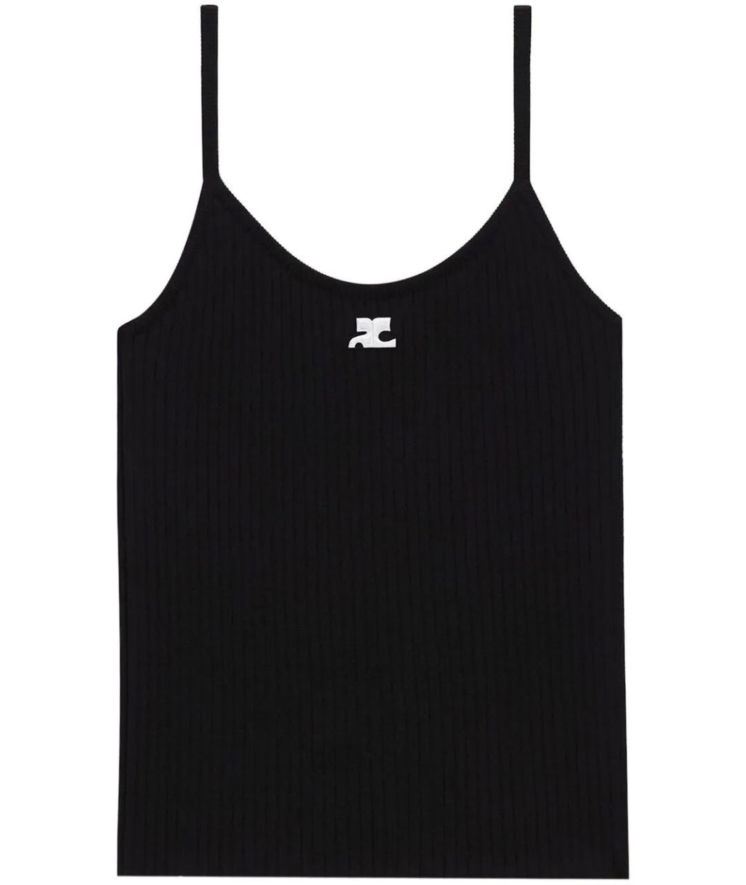 COURREGES Черная полиэстеровая майка, фото 1