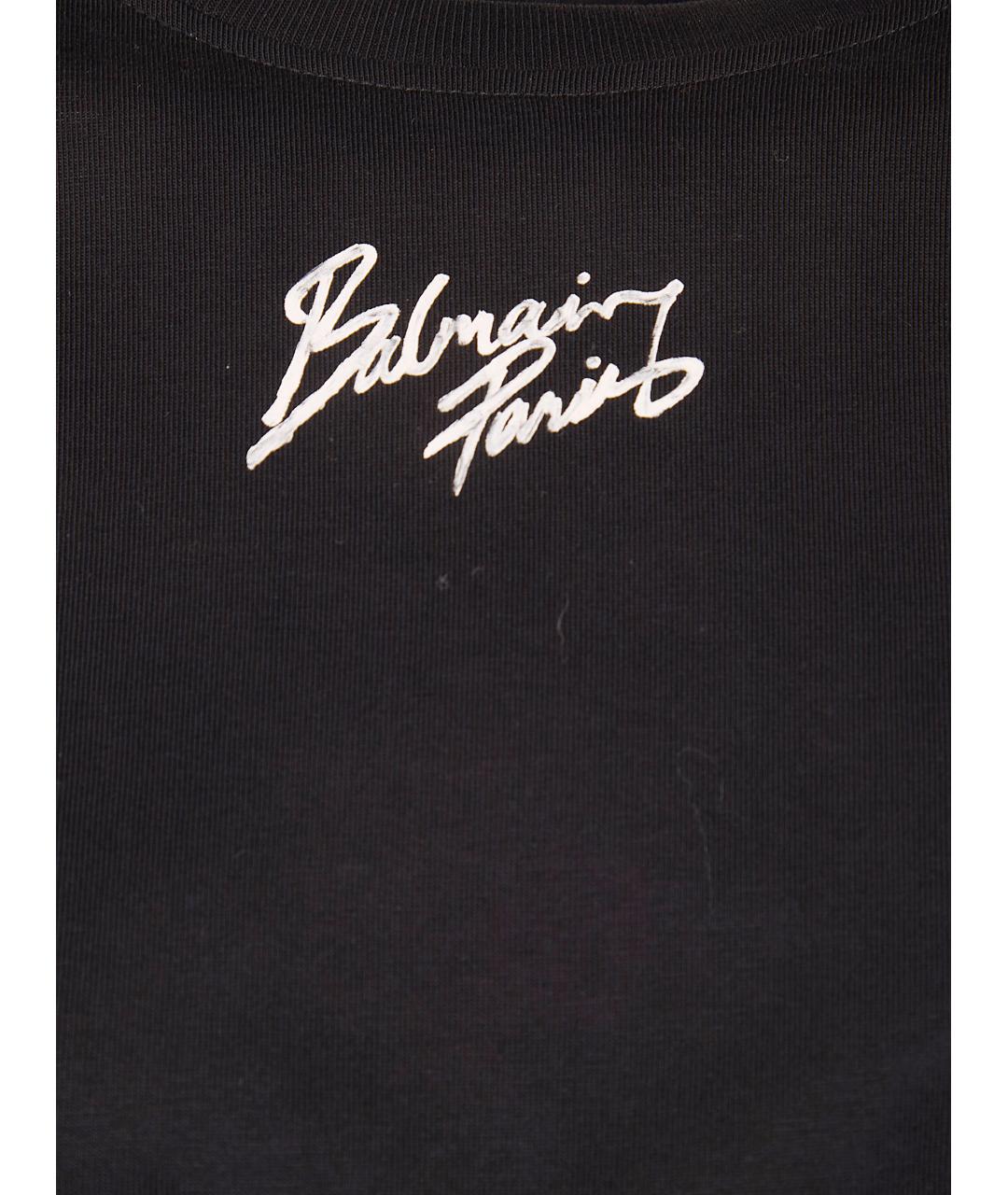 BALMAIN Черная хлопковая футболка, фото 3