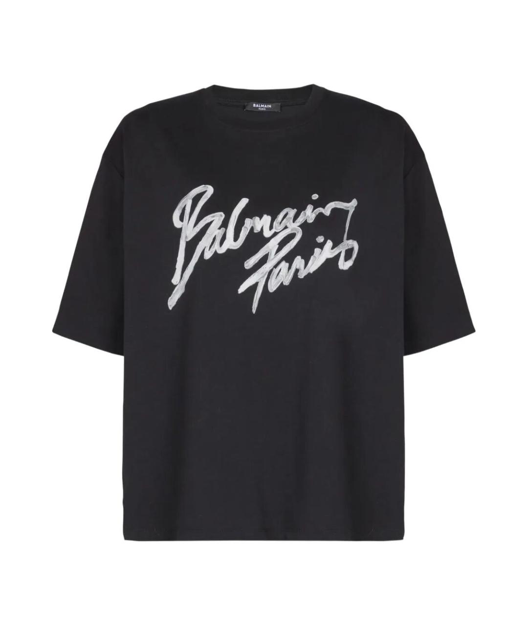 BALMAIN Черная хлопковая футболка, фото 1