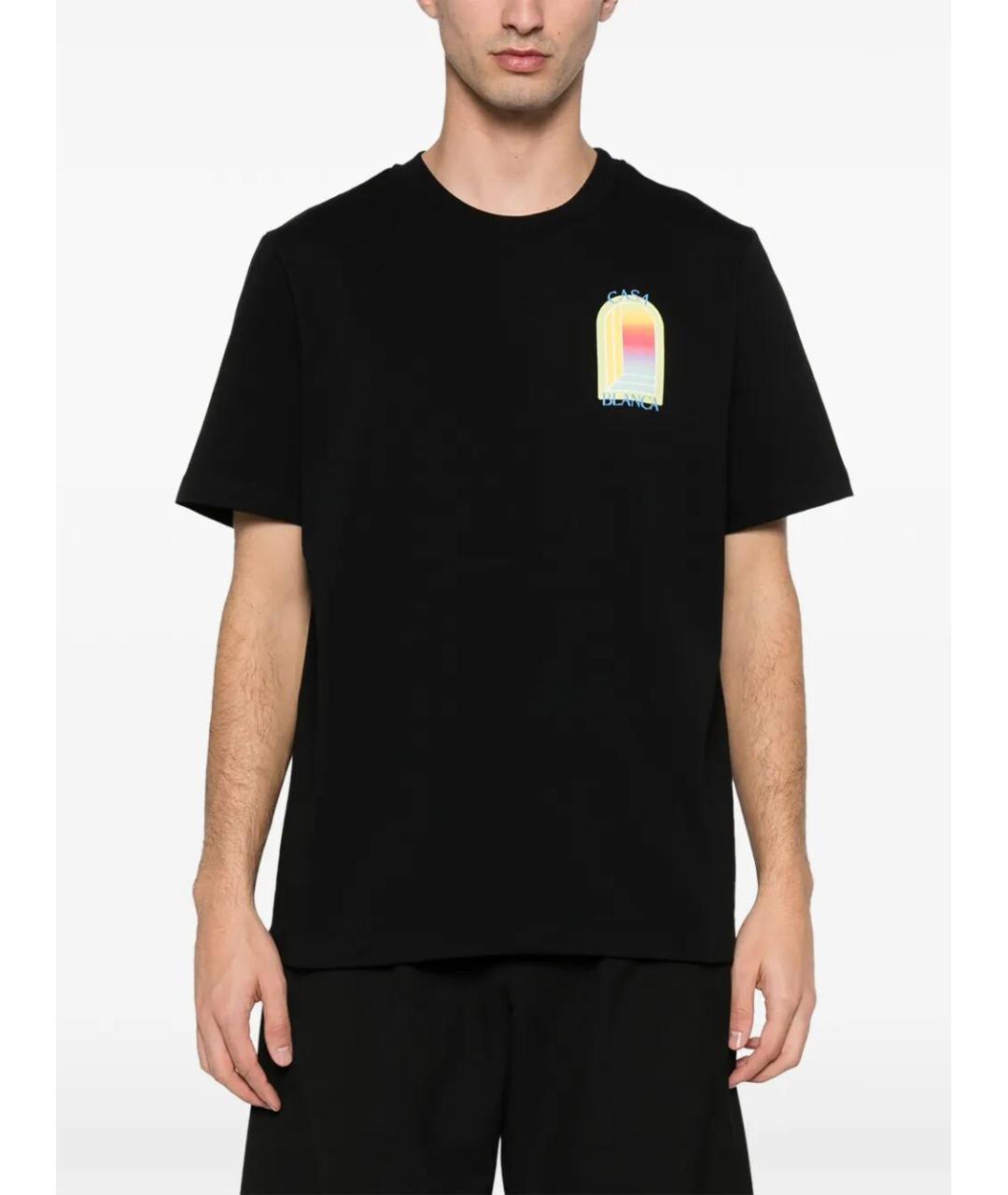 CASABLANCA Черная хлопковая футболка, фото 5