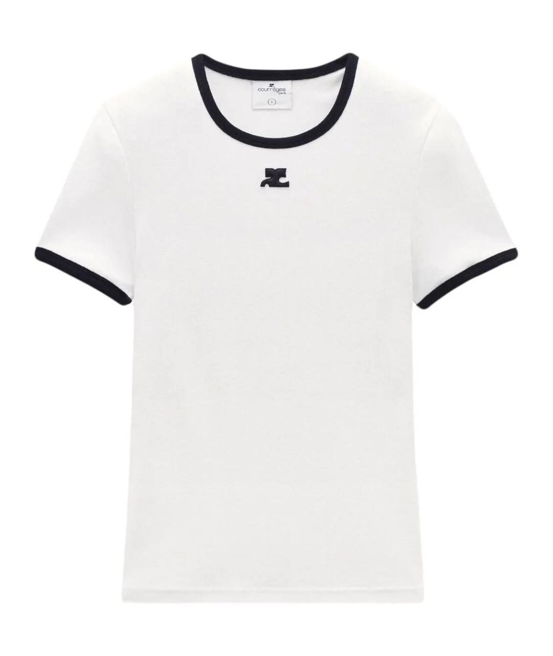 COURREGES Белая хлопковая футболка, фото 1