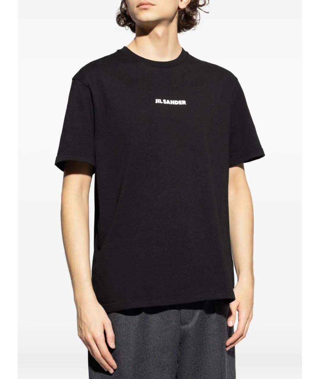 JIL SANDER Черная хлопковая футболка, фото 3