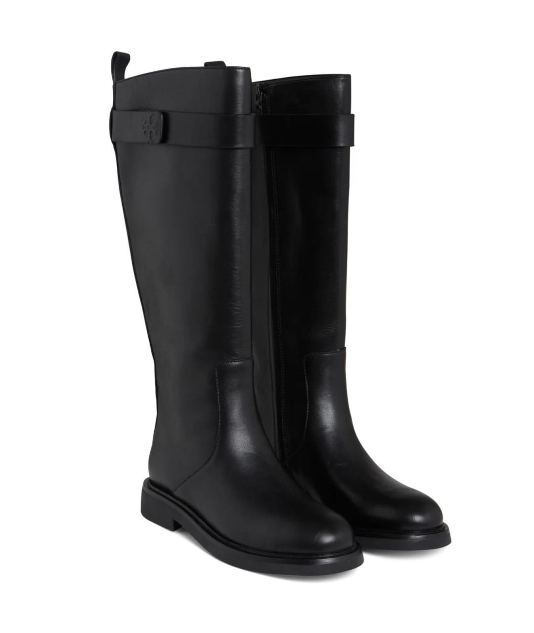 TORY BURCH Черные кожаные сапоги, фото 2