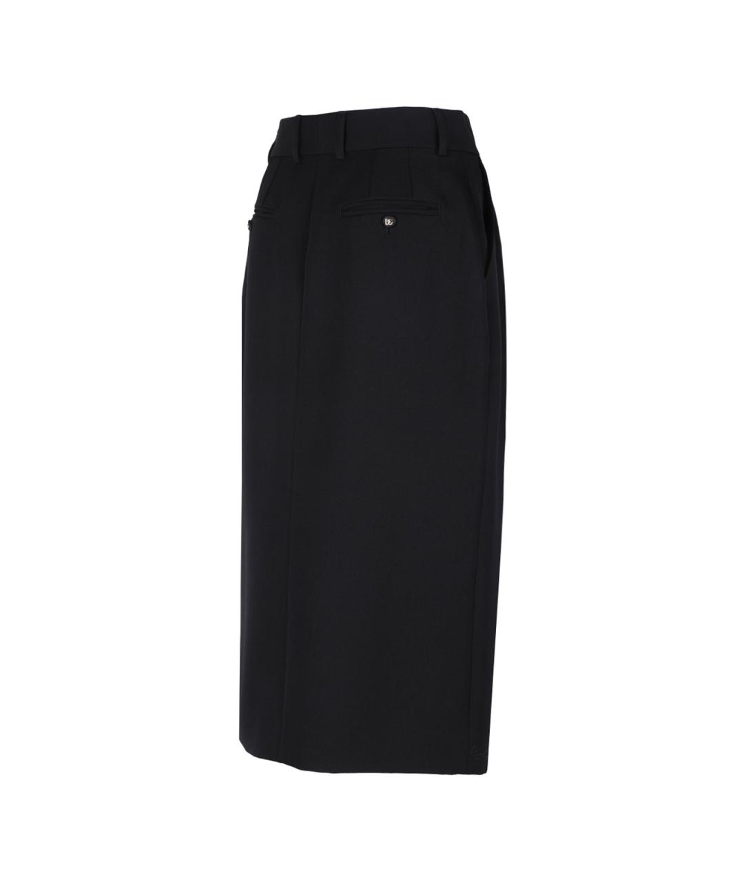 DOLCE&GABBANA Черная шерстяная юбка миди, фото 3