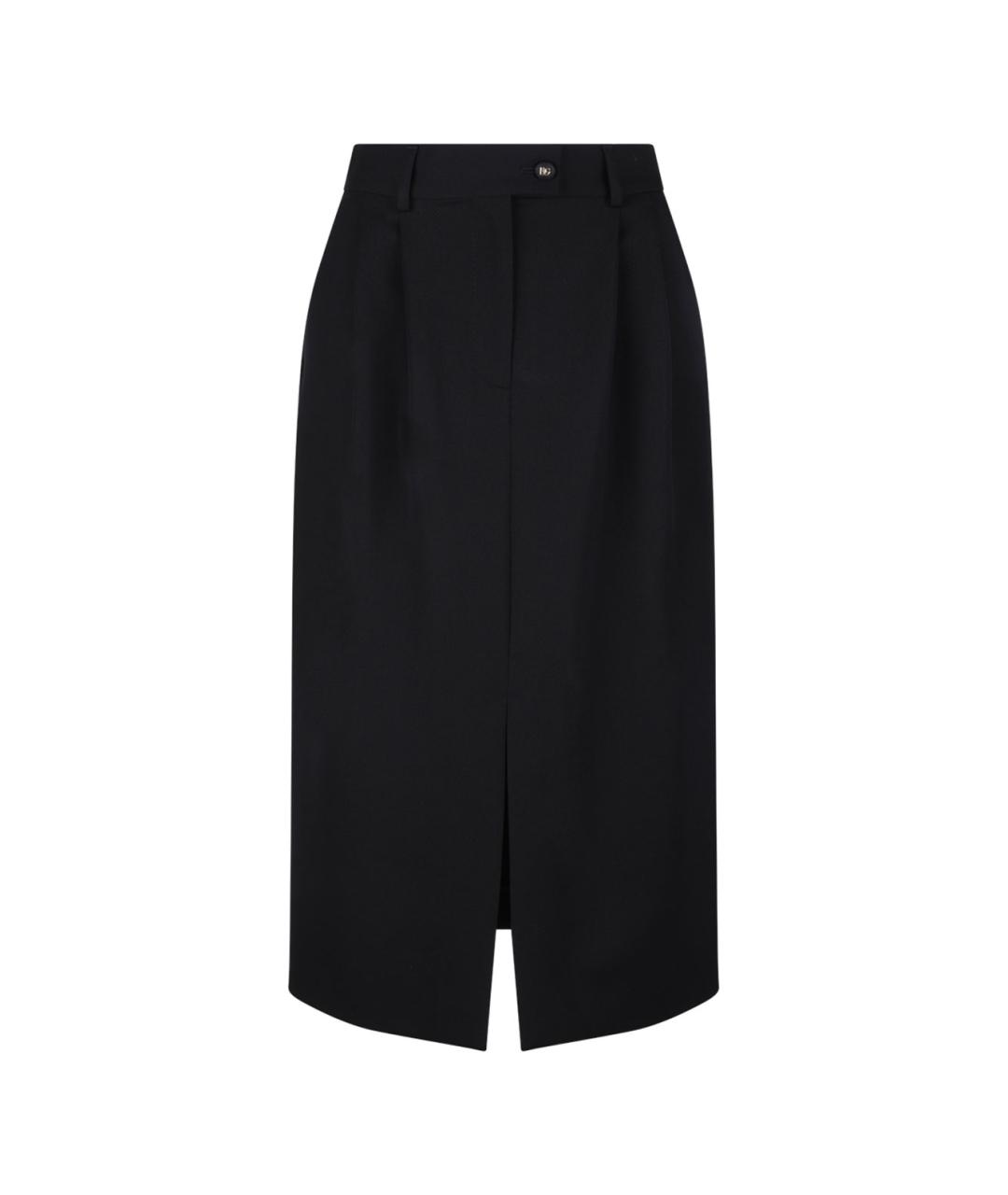 DOLCE&GABBANA Черная шерстяная юбка миди, фото 1