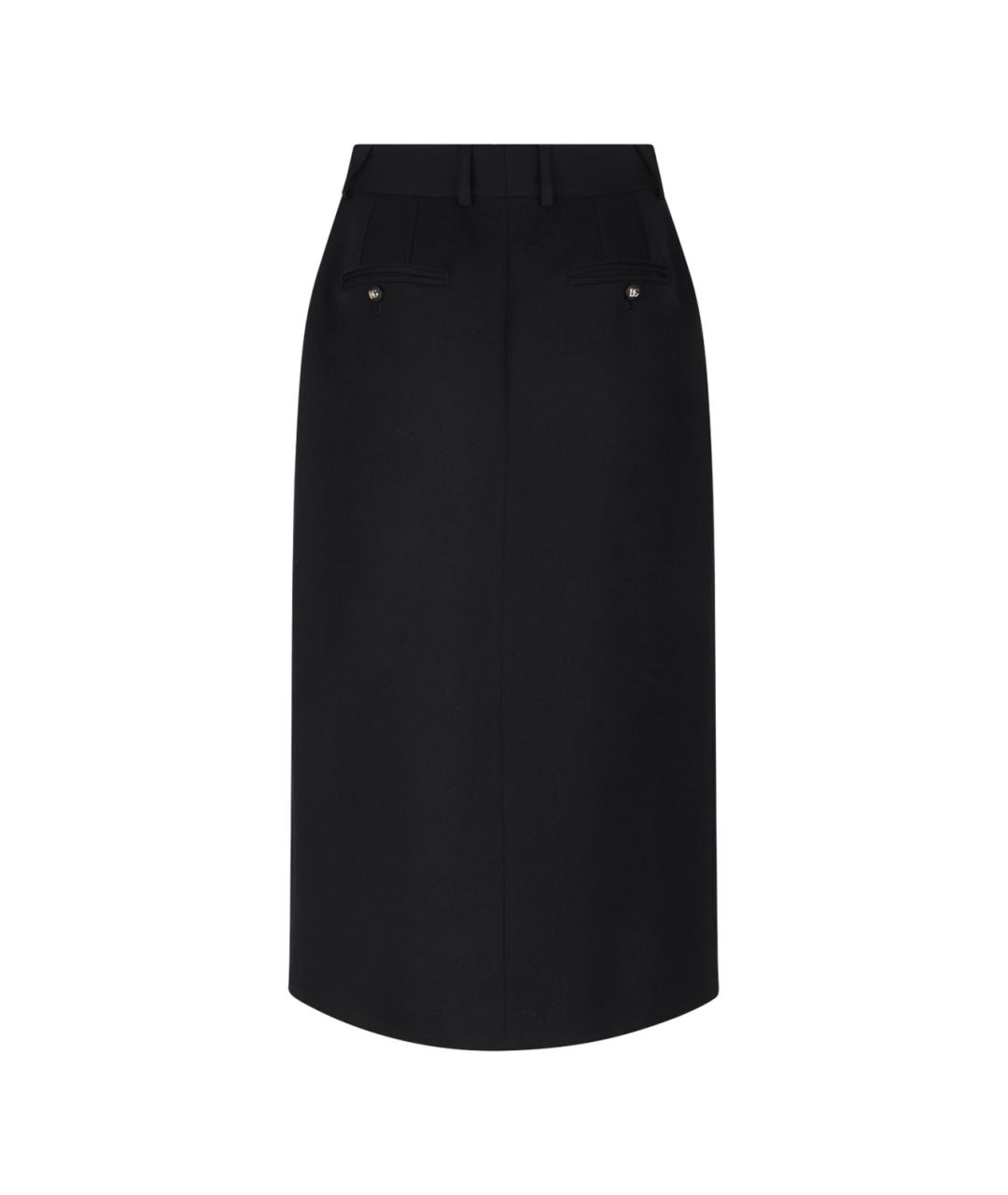 DOLCE&GABBANA Черная шерстяная юбка миди, фото 2