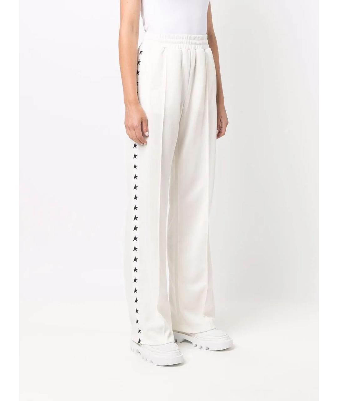 GOLDEN GOOSE DELUXE BRAND Белые полиэстеровые прямые брюки, фото 4