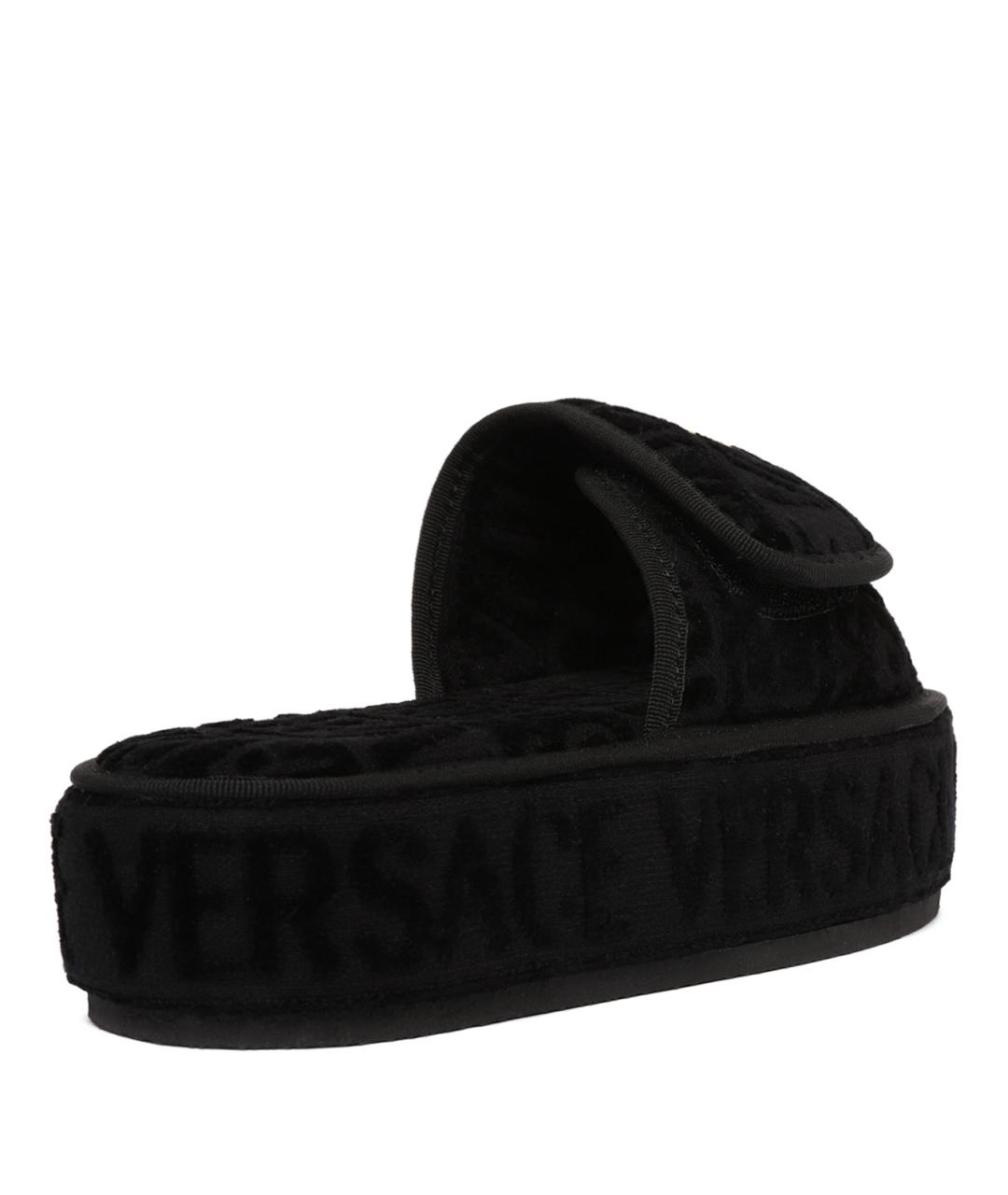 VERSACE Черные текстильные шлепанцы, фото 3