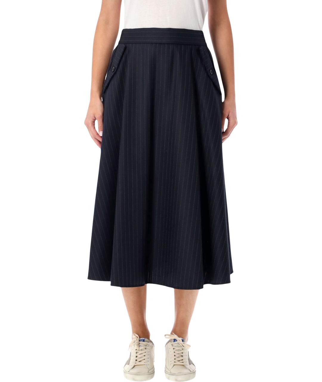 GOLDEN GOOSE DELUXE BRAND Синяя хлопковая юбка миди, фото 4