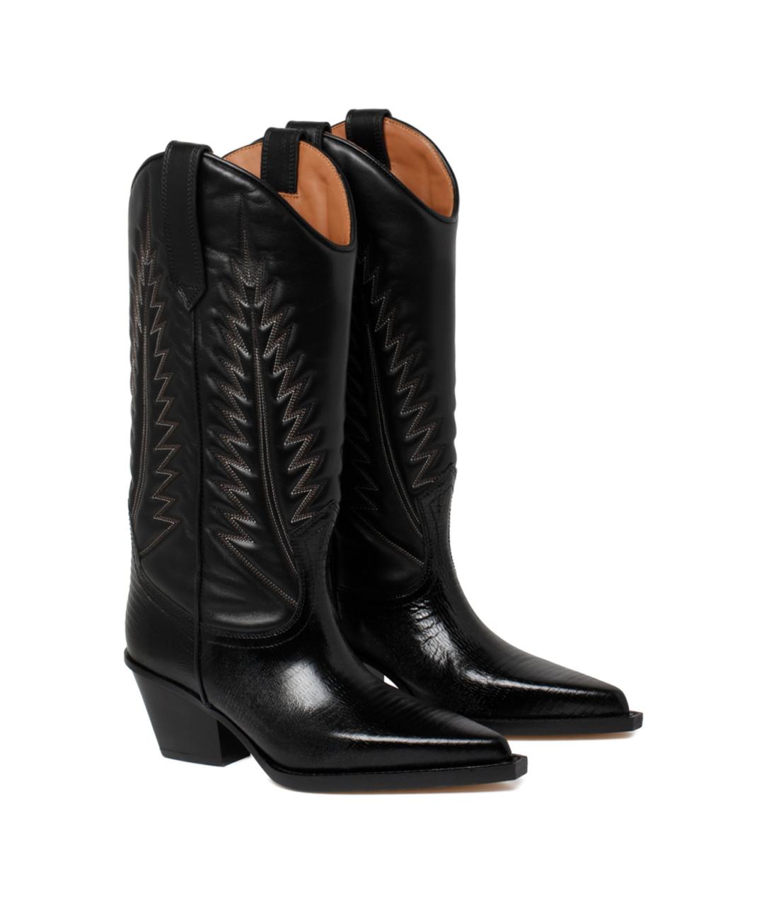 PARIS TEXAS Черные кожаные сапоги, фото 2