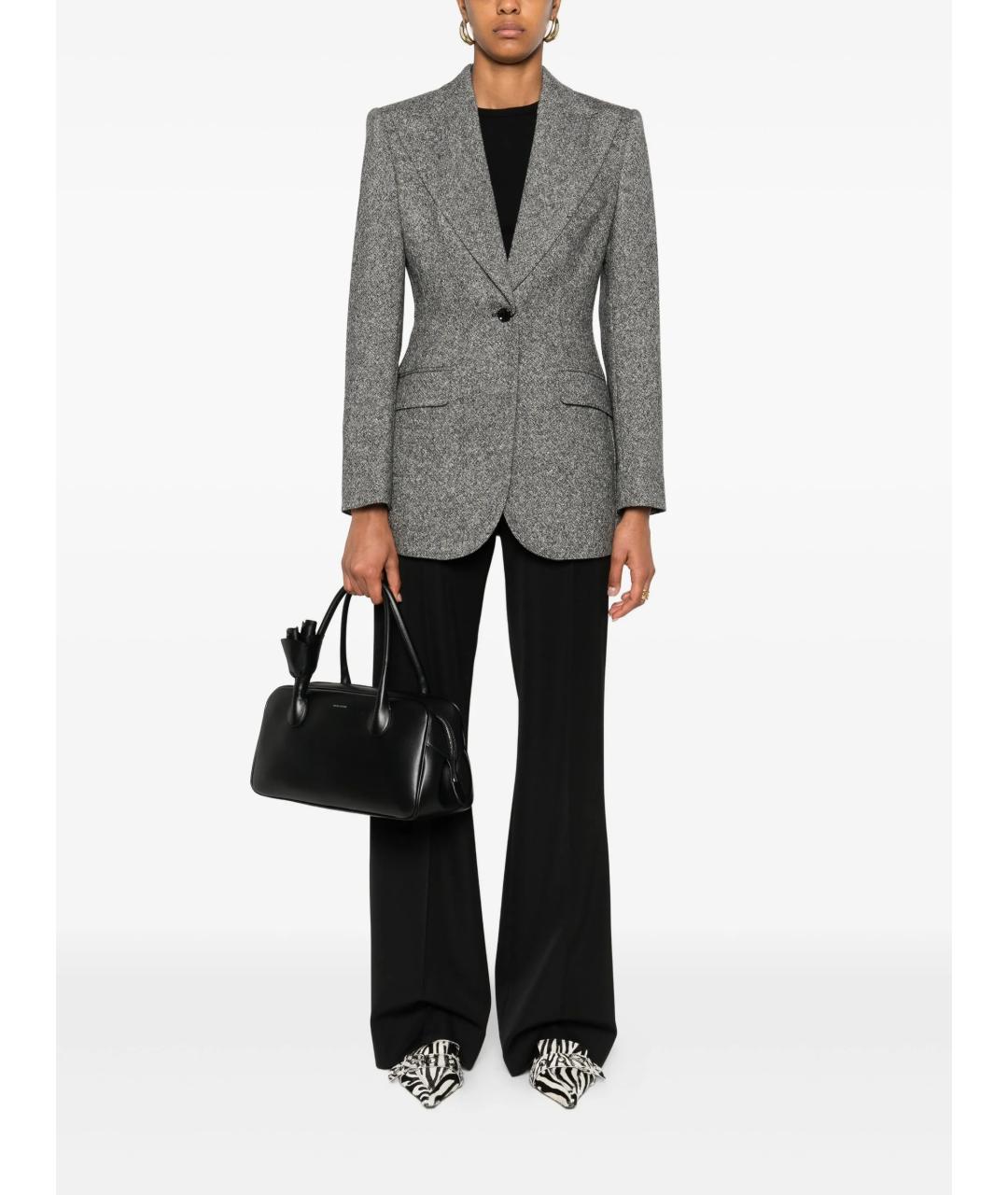 DOLCE&GABBANA Черные шерстяные прямые брюки, фото 2