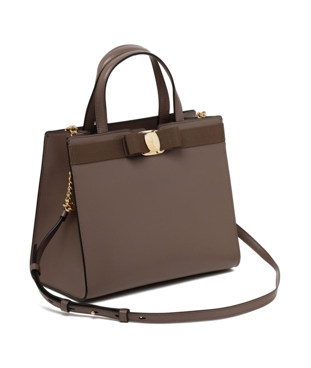 FERRAGAMO Коричневая кожаная сумка тоут, фото 3