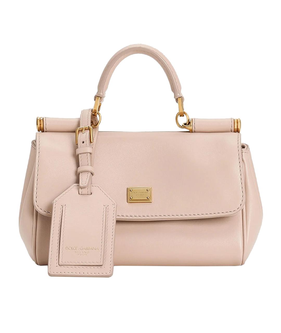 DOLCE&GABBANA Розовая кожаная сумка с короткими ручками, фото 1