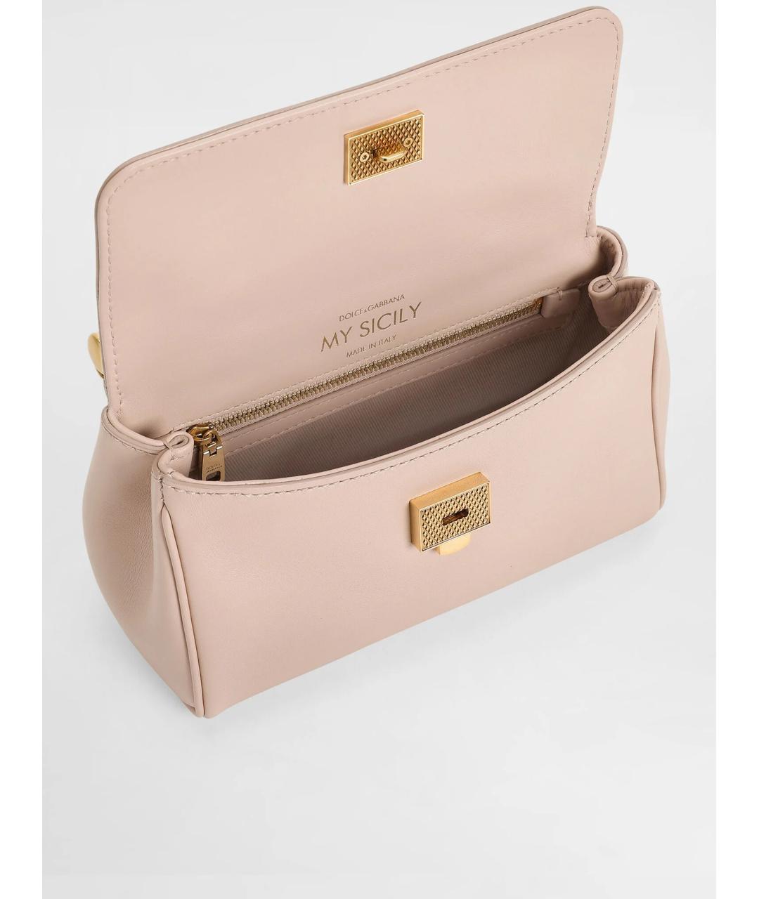 DOLCE&GABBANA Розовая кожаная сумка с короткими ручками, фото 5