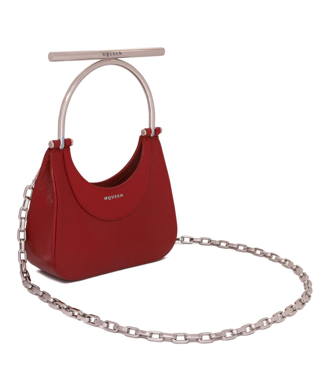 ALEXANDER MCQUEEN Красная кожаная сумка с короткими ручками, фото 3