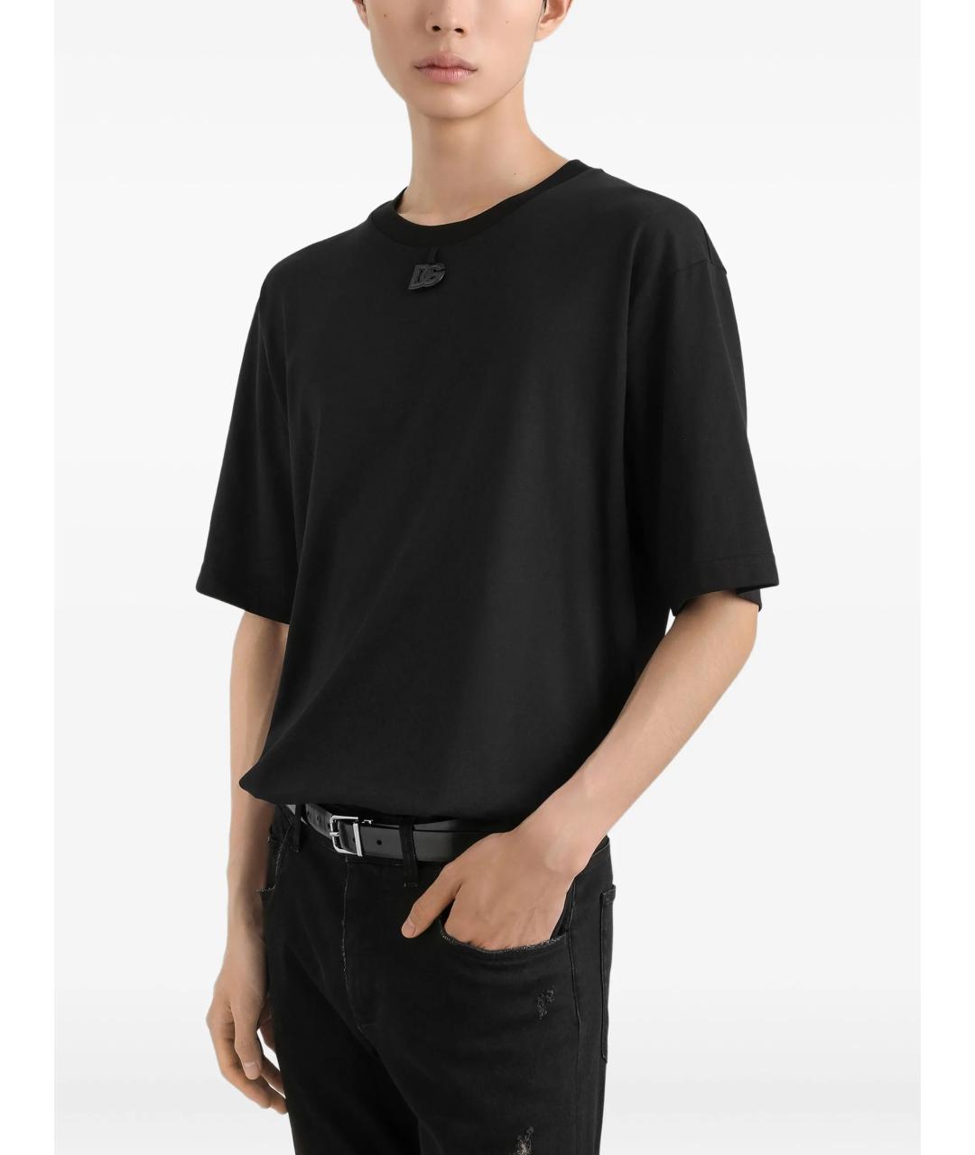 DOLCE&GABBANA Черная хлопковая футболка, фото 4