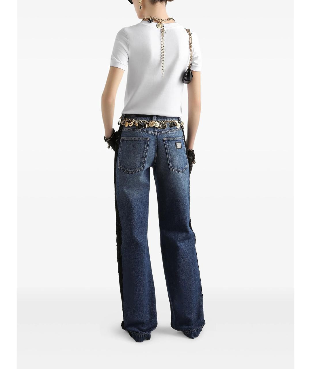 DOLCE&GABBANA Синие хлопковые прямые джинсы, фото 3