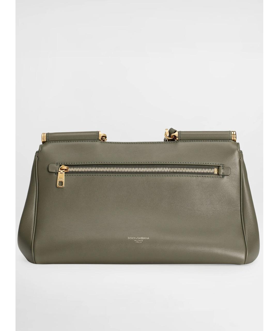 DOLCE&GABBANA Зеленая кожаная сумка с короткими ручками, фото 4