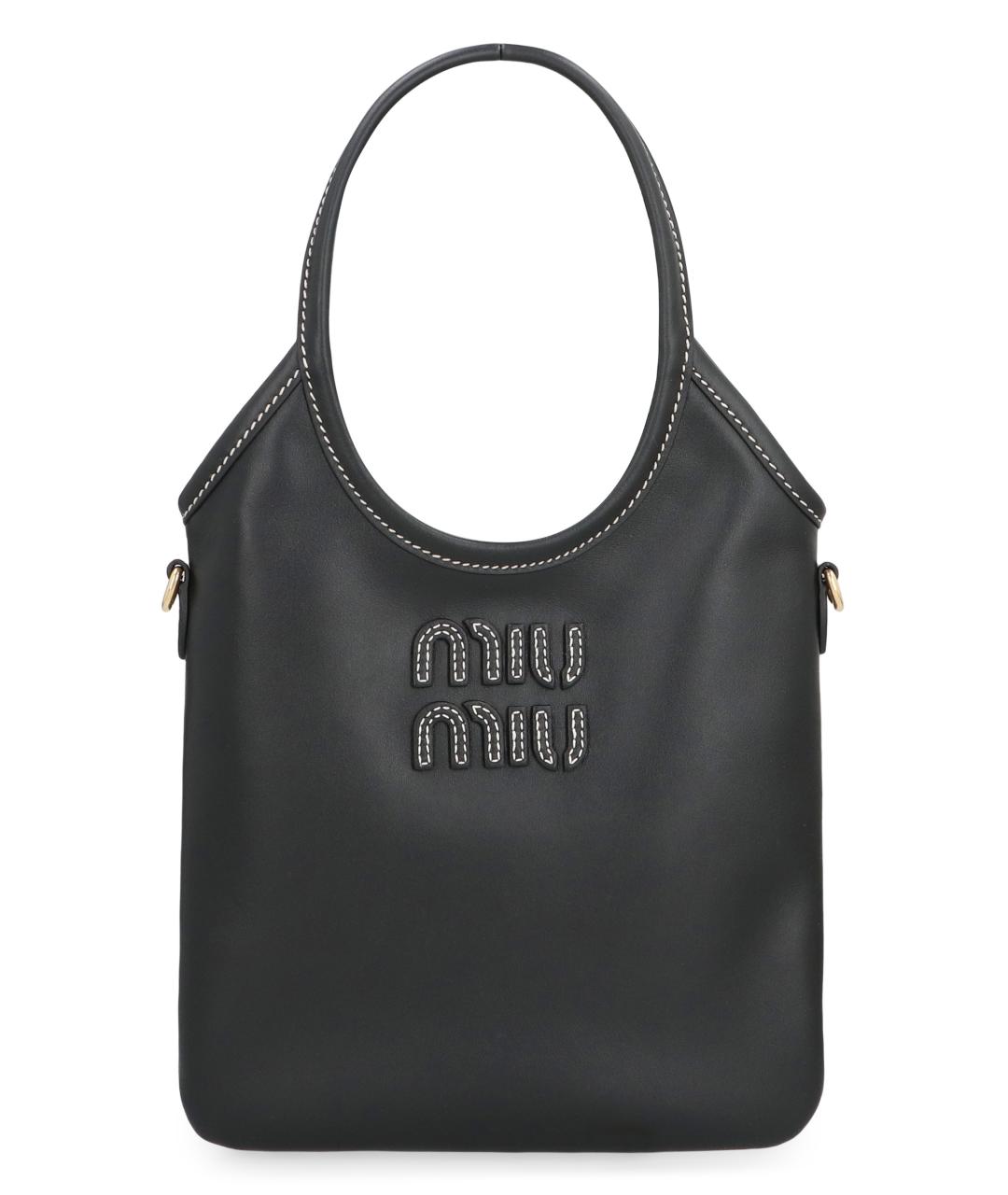 MIU MIU Черная кожаная сумка тоут, фото 1