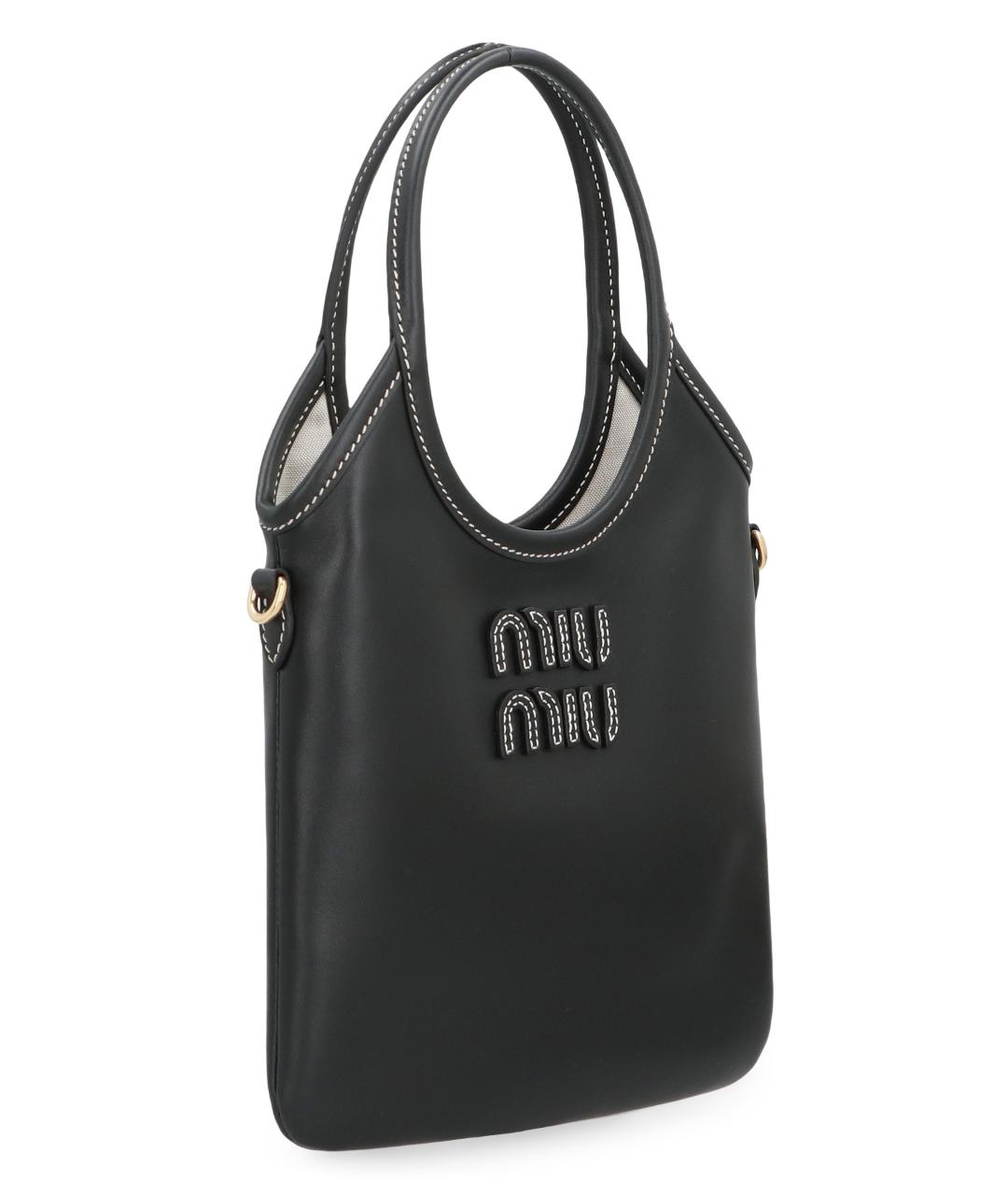 MIU MIU Черная кожаная сумка тоут, фото 2