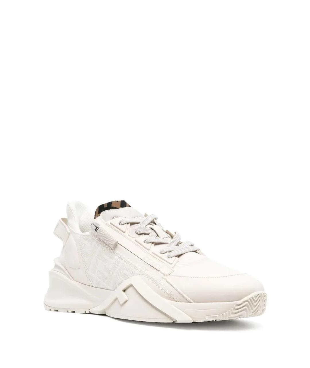 FENDI Белые текстильные низкие кроссовки / кеды, фото 2