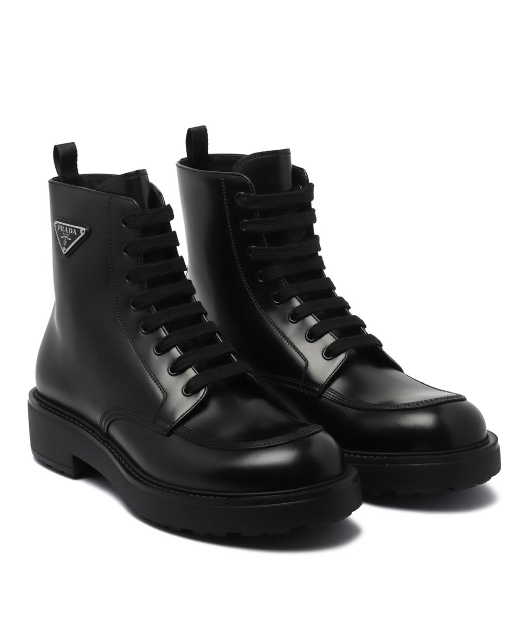 PRADA Черные кожаные высокие ботинки, фото 2
