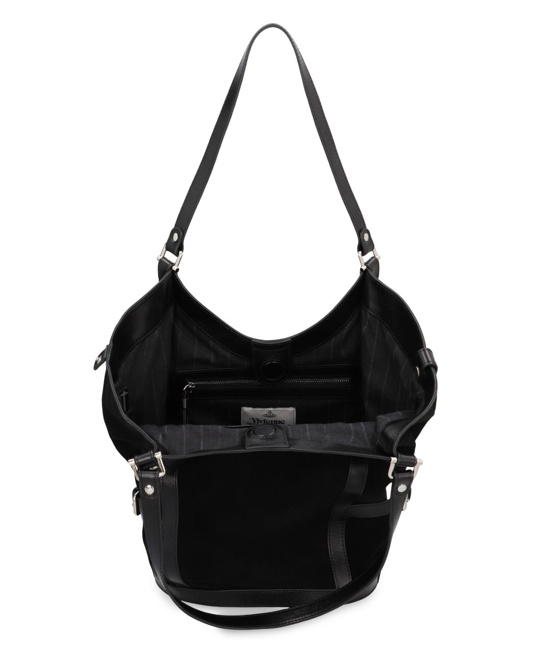 VIVIENNE WESTWOOD Черная кожаная сумка через плечо, фото 4