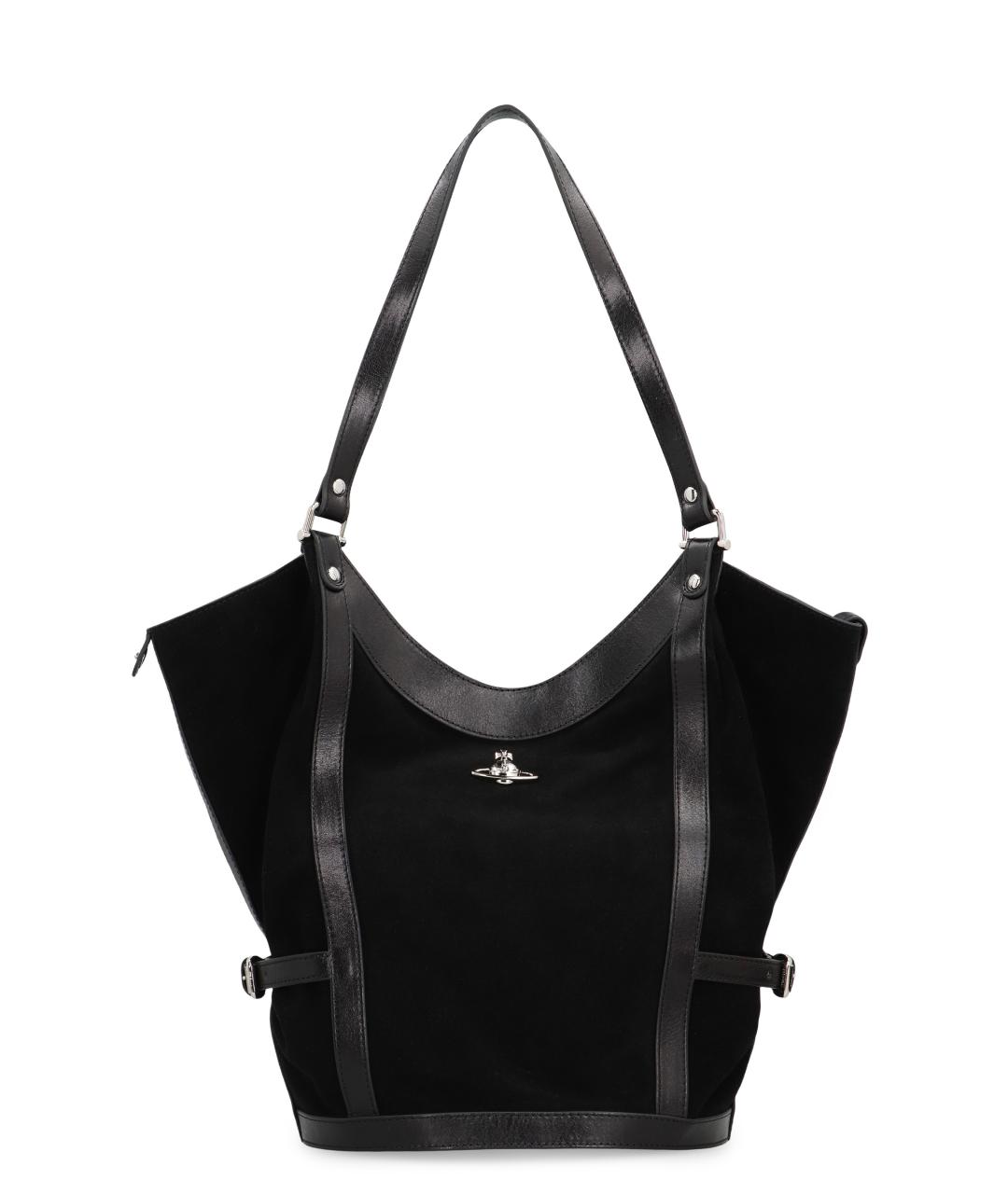 VIVIENNE WESTWOOD Черная кожаная сумка через плечо, фото 1