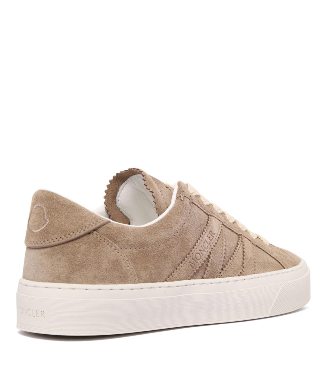 MONCLER Коричневые кожаные кроссовки, фото 3