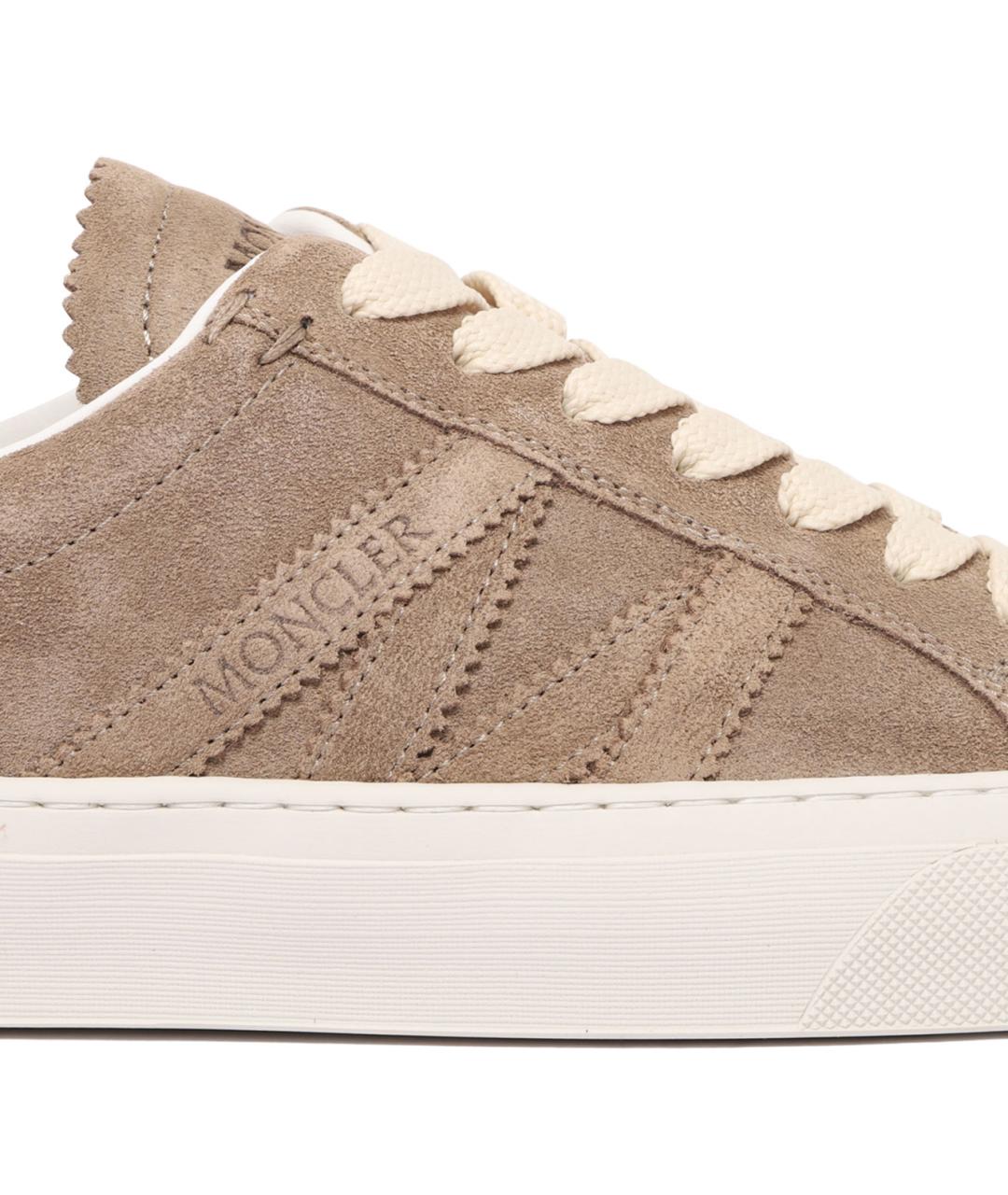 MONCLER Коричневые кожаные кроссовки, фото 4