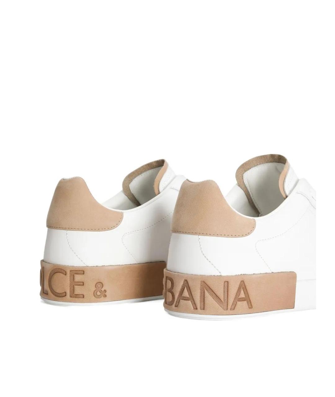 DOLCE&GABBANA Белые кожаные низкие кроссовки / кеды, фото 4