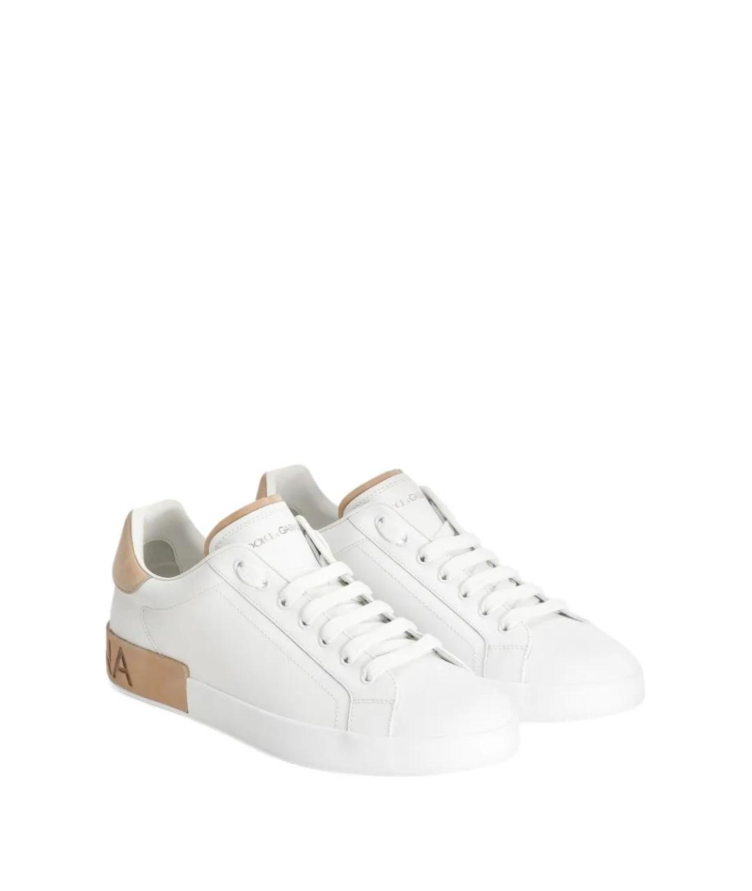 DOLCE&GABBANA Белые кожаные низкие кроссовки / кеды, фото 2