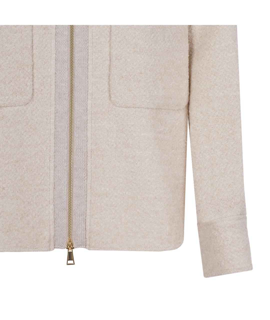 MONCLER Бежевый шерстяной джемпер / свитер, фото 4